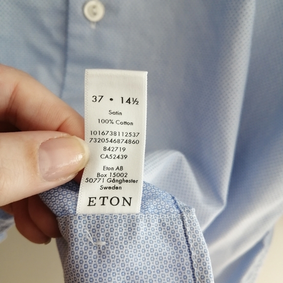 Eton Super Slim Fit Men's Dress Shirt Blue Dots 14.5 - Picture 13 of 16